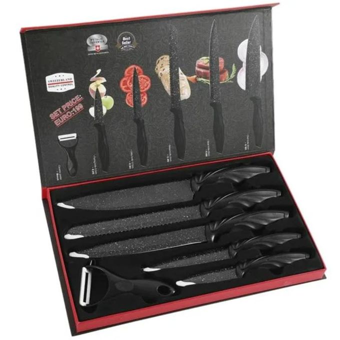 طقم سكاكين مطبخ من الفولاذ المقاوم للصدأ مكون من 6 قطع Ensemble de Couteaux de Cuisine 6 Pièces Acier Inoxydable