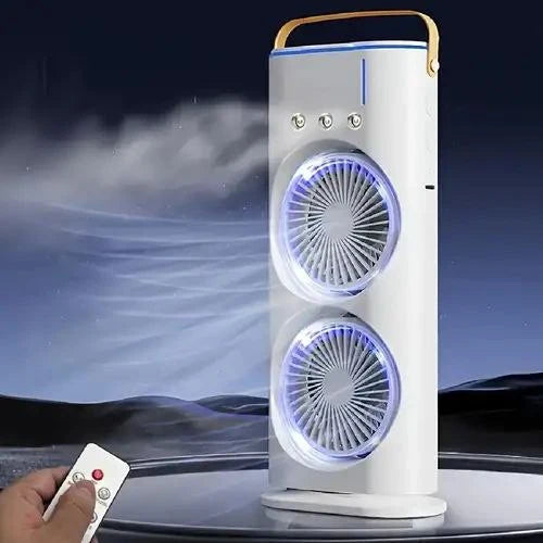 مروحة تكييف هواء صغيرة برأسين، 3 سرعات، قابلة لإعادة الشحن Ventilateur mini Climatiseur à Double tête