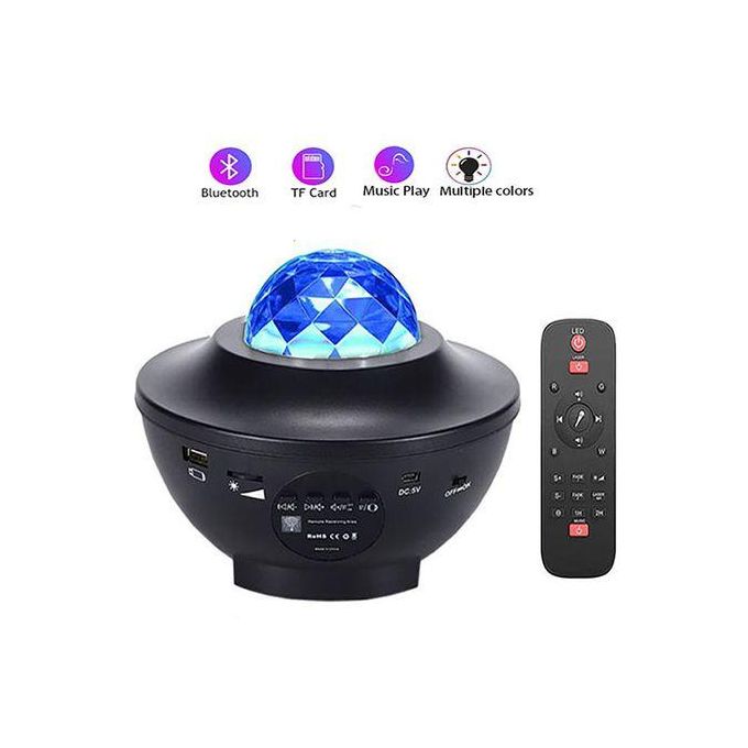 جهاز عرض ليلي مزود بإضاءة على شكل نجمة مصباح موسيقى Projector night light star lampe de musique romantique LED 3en1 avec télécommande minuterie haut-parleur