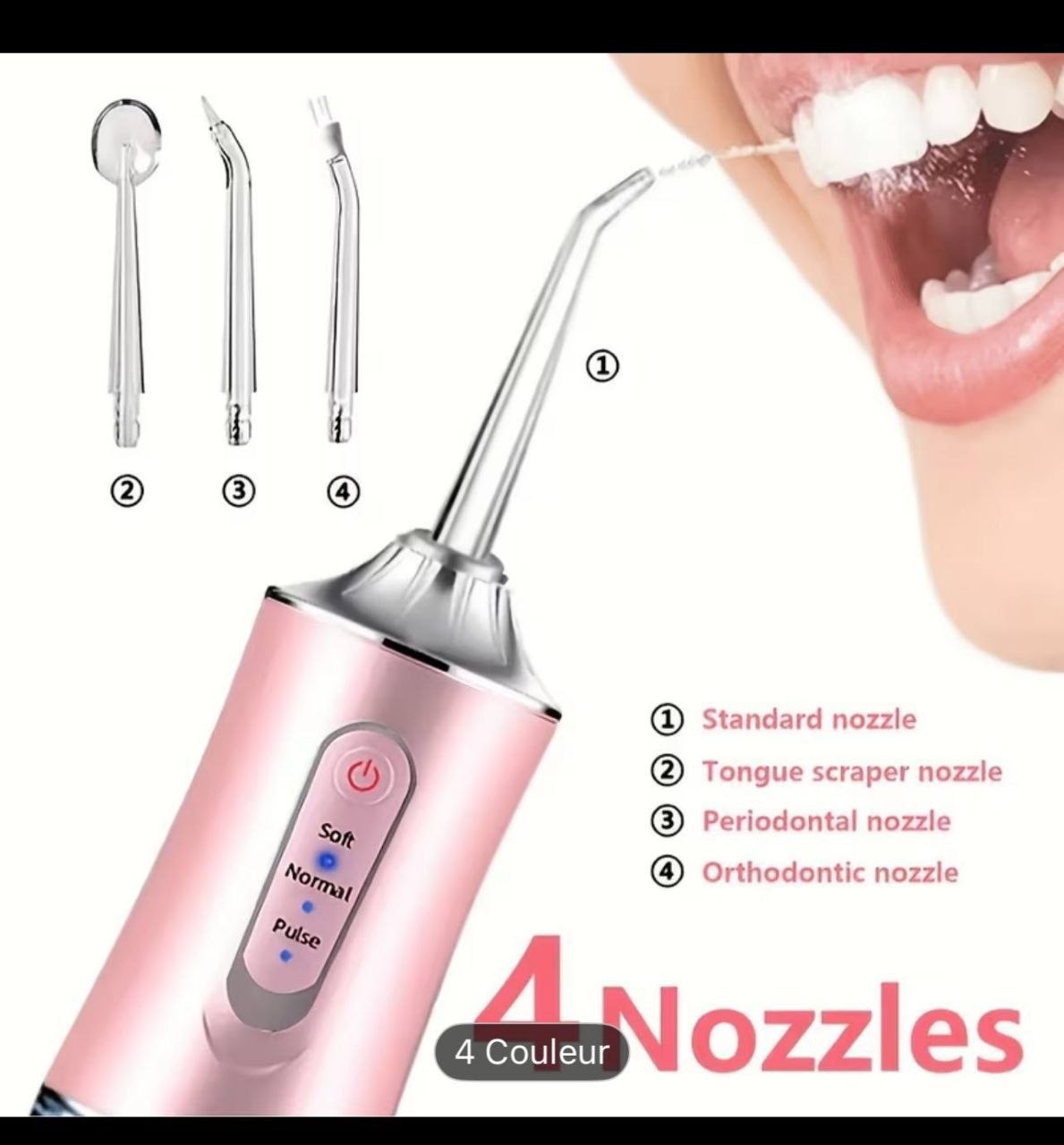 Fil Dentaire Portable Sans Fil Irrigateur Oral Nettoyage خيط تنظيف الأسنان لاسلكي محمول، جهاز ري الفم، 3 أوضاع، منظف أسنان