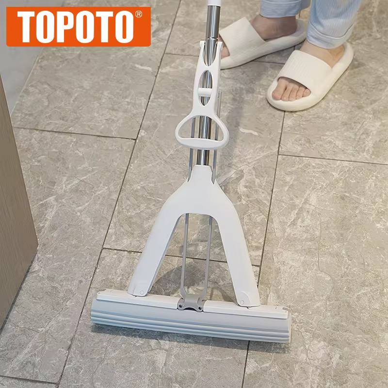 ممسحة إسفنجية مطاطية ماصة، سهلة الاستخدام بدون استخدام اليدين Balai Éponge en Caoutchouc AbsorbantMop Squeeze Mains Libres