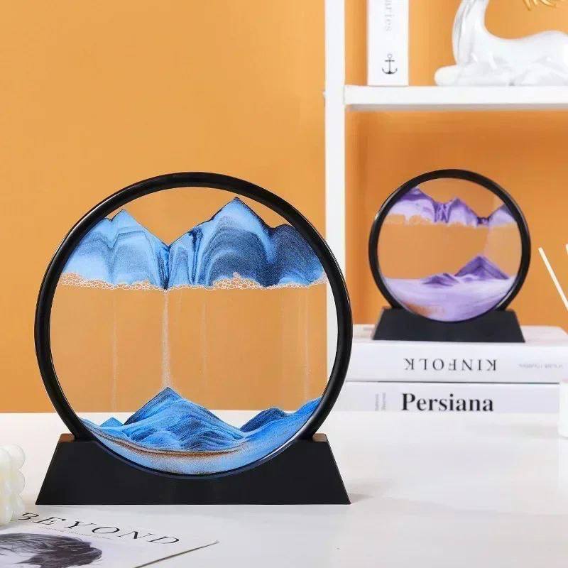 sablier 3D en mouvement liquide, cadre en verre pour garçons et filles
