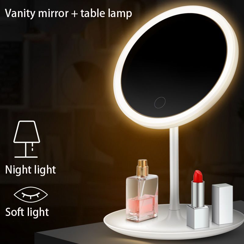 مرآة تجميل LED مكتبية مع مصباح، مرآة تزيين سهلة الإضاءة، مرآة مكياج Miroir de maquillage LED de bureau avec lampe