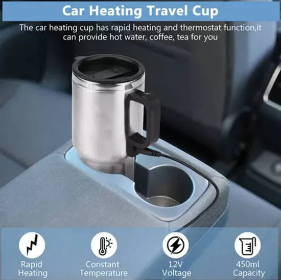 سخان كوب السيارة الكهربائي المصنوع من الفولاذ المقاوم للصدأ بقوة 12 فولت Chauffage Tasse En Acier Inoxydable Électrique pour voiture 12V