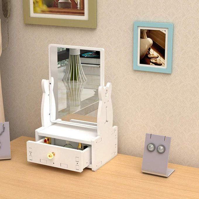 Miroir de maquillage de bureau avec tiroirs مرآة مستحضرات تجميل مرآة مكياج سطح المكتب