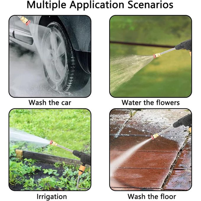 مسدس ماء للسيارات، غسالة محمولة لاسلكية عالية الضغط Pistolet à eau Automobile Nettoyeur haute pression portable sans fil 48V trois batteries accessoires
