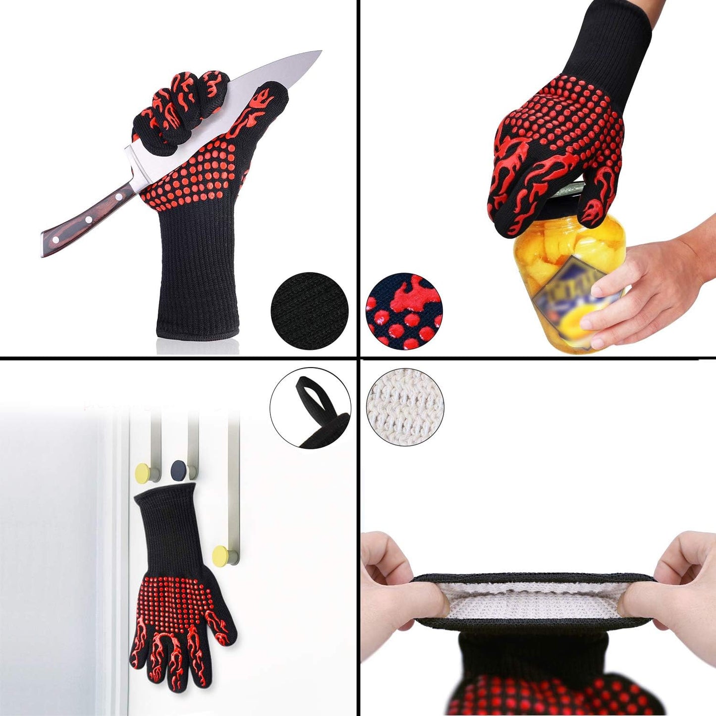 Gant Cuisine 1 Paire, Maniques Cuisine Anti-dérapant زوج من قفازات الفرن، قفازات مطبخ غير قابلة للانزلاق، قفازات فرن مقاومة للحرارة