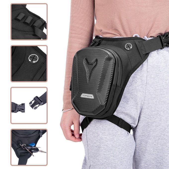 cuisse taille moto pour homme Coque rigi Noir Pochette voyage pour les voyages en plein air, la pêche, la randonnée, le cyclisme