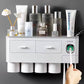 حامل فرشاة أسنان جداري بأربعة أكواب Porte-brosse à dents magnétique mural, distributeur automatique de dentifrice