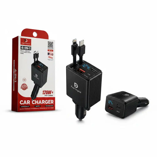 Chargeur de voiture 4-en-1 Fast Digital 120W