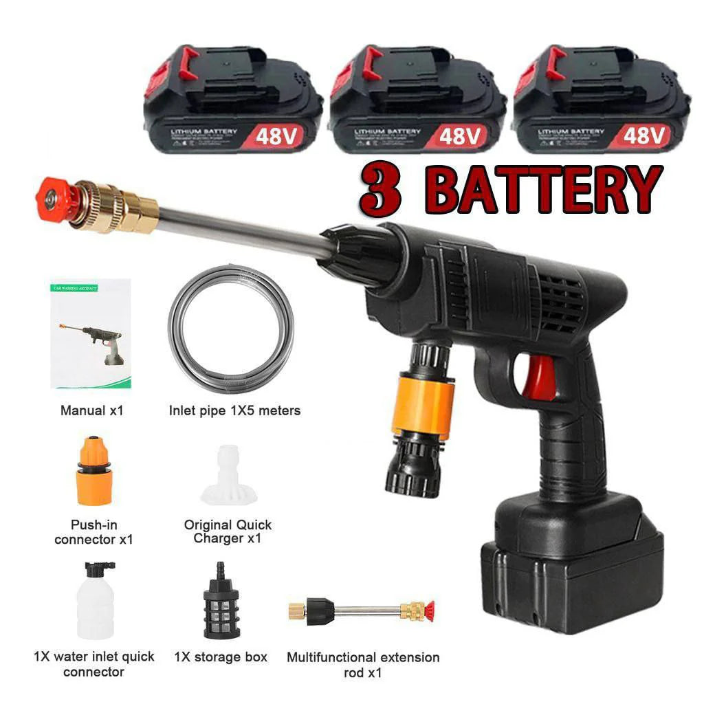 مسدس غسيل لاسلكي عالي الضغط مزود بثلاث بطاريات Pistolet de lavage haute pression sans fil avec 3 batteries 48V