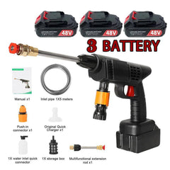 مسدس غسيل لاسلكي عالي الضغط مزود بثلاث بطاريات Pistolet de lavage haute pression sans fil avec 3 batteries 48V
