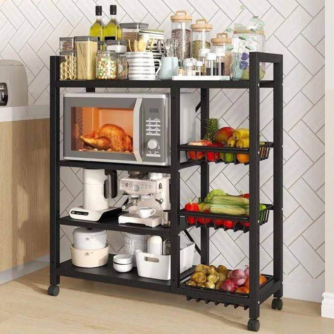 رف تخزين مع عربة متحركة منظم أدوات المطبخ 90×31×131 Etagère de stockage avec chariot mobile