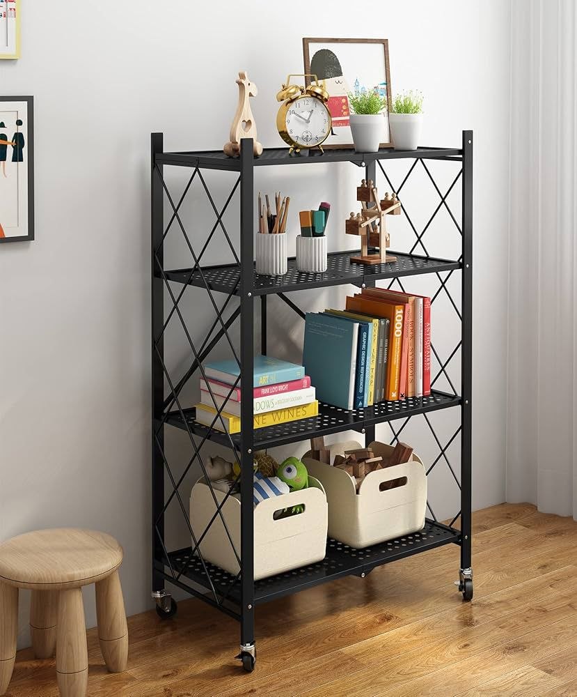 Étagère de rangement pliable رف تخزين قابل للطي مزود بعجلات