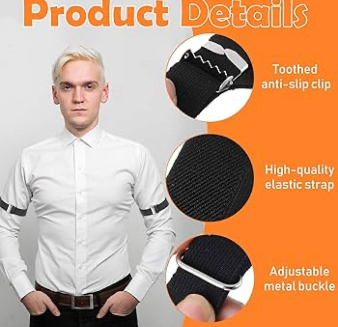 مجموعة من 6 أربطة أكمام قابلة للتعديل Ensemble de 6 bandes élastiques réglables pour manches de chemise