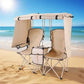 Chaise de camping double avec auvent pare-soleil intégré كرسي تخييم مزدوج مع مظلة شمسية مدمجة، كرسي تخييم قابل للطي لشخصين مع حقيبة تبريد وحامل أكواب