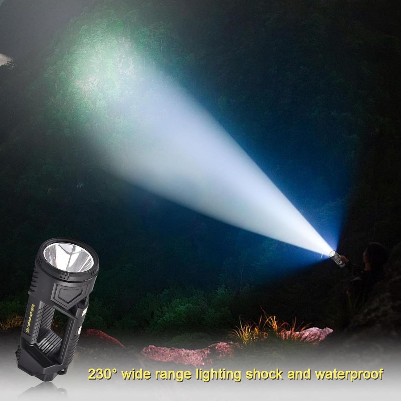 Multi function emergency light كشاف قوي قابل لإعادة الشحن، مصباح يدوي LED