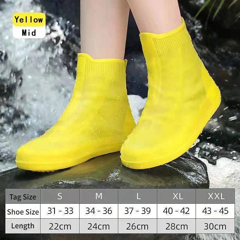 أغطية أحذية قابلة لإعادة الاستخدام وقابلة للطي ومقاومة للماء Couvre-chaussures imperméables réutilisables et pliables avec semelle en caoutchouc