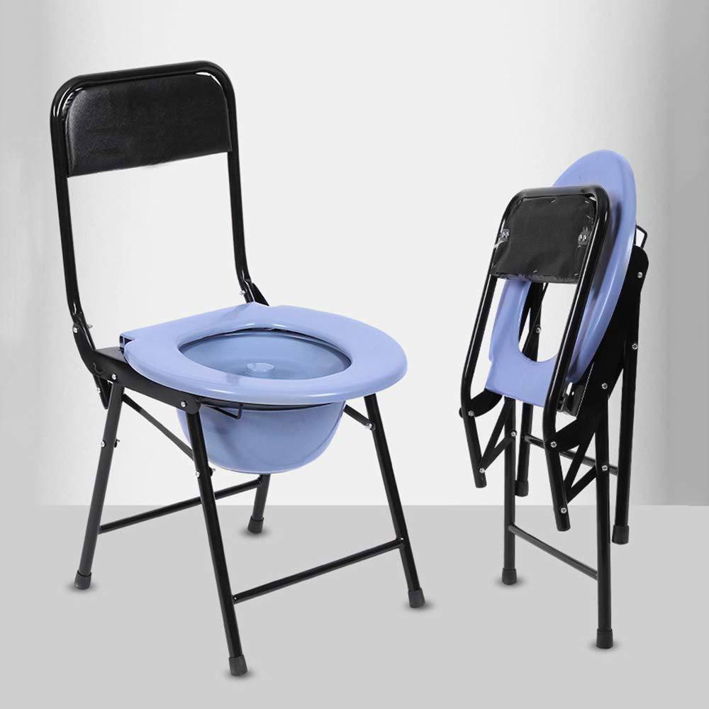 كرسي مرحاض تخييم محمول مع مسند ظهر ودلو Chaise de Toilette de Camping Portable avec Dossier et Seau