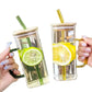 كوب بغطاء وماصة أكواب قابلة لإعادة الاستخدام للقهوة المثلجة والعصير tasse Avec couvercle et paille Verres réutilisables pour café glacé, jus, soda, boissonsوالمشروبات الغازية