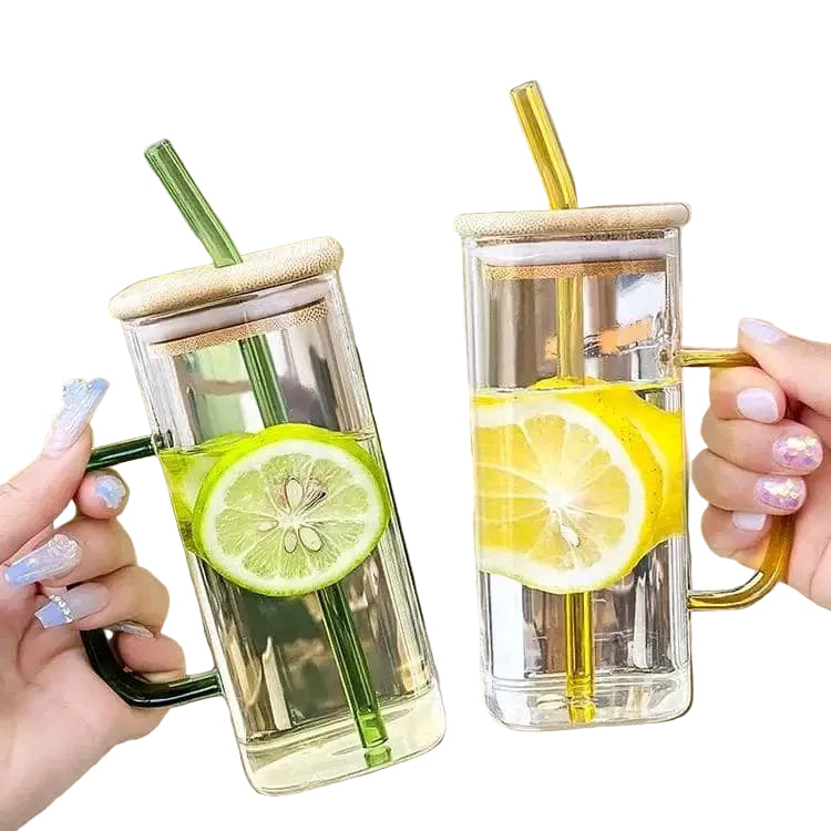 كوب بغطاء وماصة أكواب قابلة لإعادة الاستخدام للقهوة المثلجة والعصير tasse Avec couvercle et paille Verres réutilisables pour café glacé, jus, soda, boissonsوالمشروبات الغازية