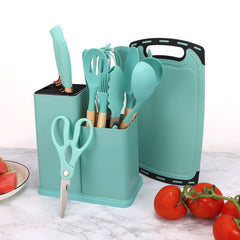 مجموعة أدوات المطبخ مع السكاكين طقم أدوات مطبخ من السيليكون،  19قطعة