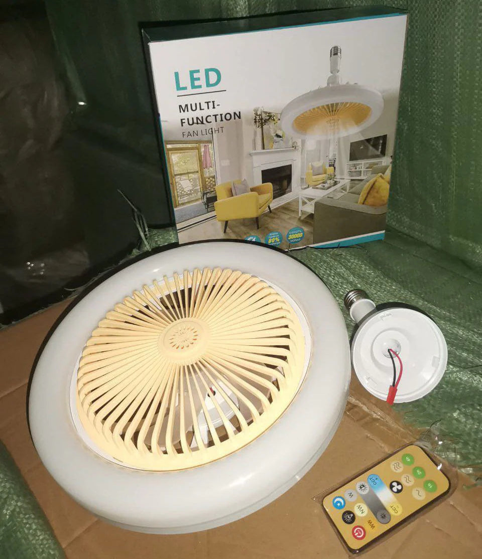 Ventilateur de plafond LED rotatif avec lampe LED مروحة سقف دوارة مزودة بإضاءة LED