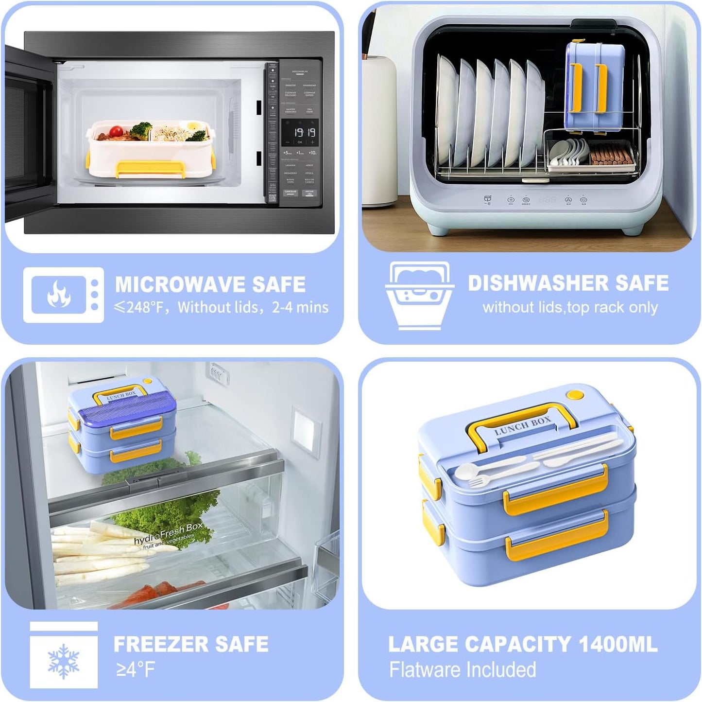Lunch Box Boîte Bento étanche repas varié صندوق بنتو محكم للمأكولات المتنوعة