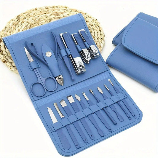 محفظة أدوات العناية بالأظافر، مجموعة قص الأظافر من 16 قطعة Outils de soin des ongles Ensemble de coupe-ongles