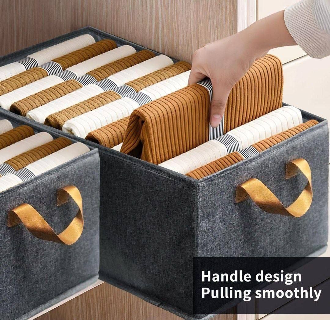 Boîte de rangement pliable en tissu avec poignées صندوق تخزين قماشي قابل للطي بمقابض