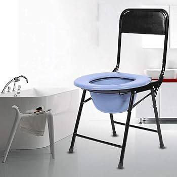 كرسي مرحاض تخييم محمول مع مسند ظهر ودلو Chaise de Toilette de Camping Portable avec Dossier et Seau