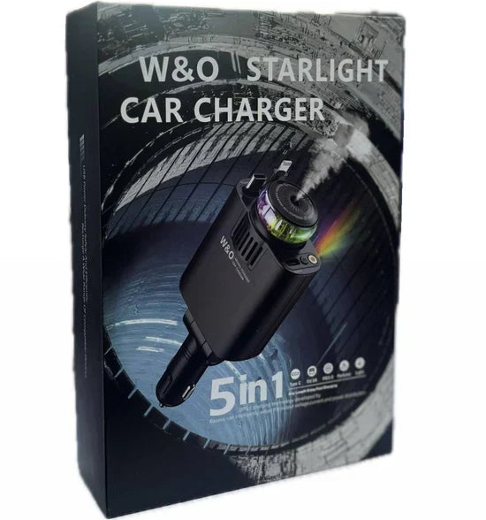 شاحن سيارة 5 في 1 ستارلايت قابل للسحب مع موزع روائح مدمج Chargeur de Voiture 5-en-1 Starlight Rétractable Diffuseur d’Arôme Intégré