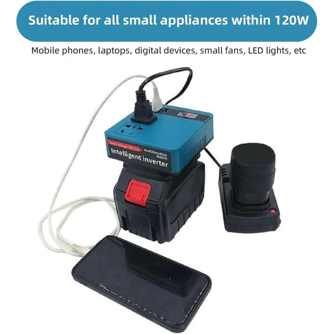Onduleur Convertisseur de Puissance Portable DC 18-21V محول طاقة محمول من تيار مستمر 18-21 فولت إلى تيار متردد 220 فولت للاستخدام الخارجي