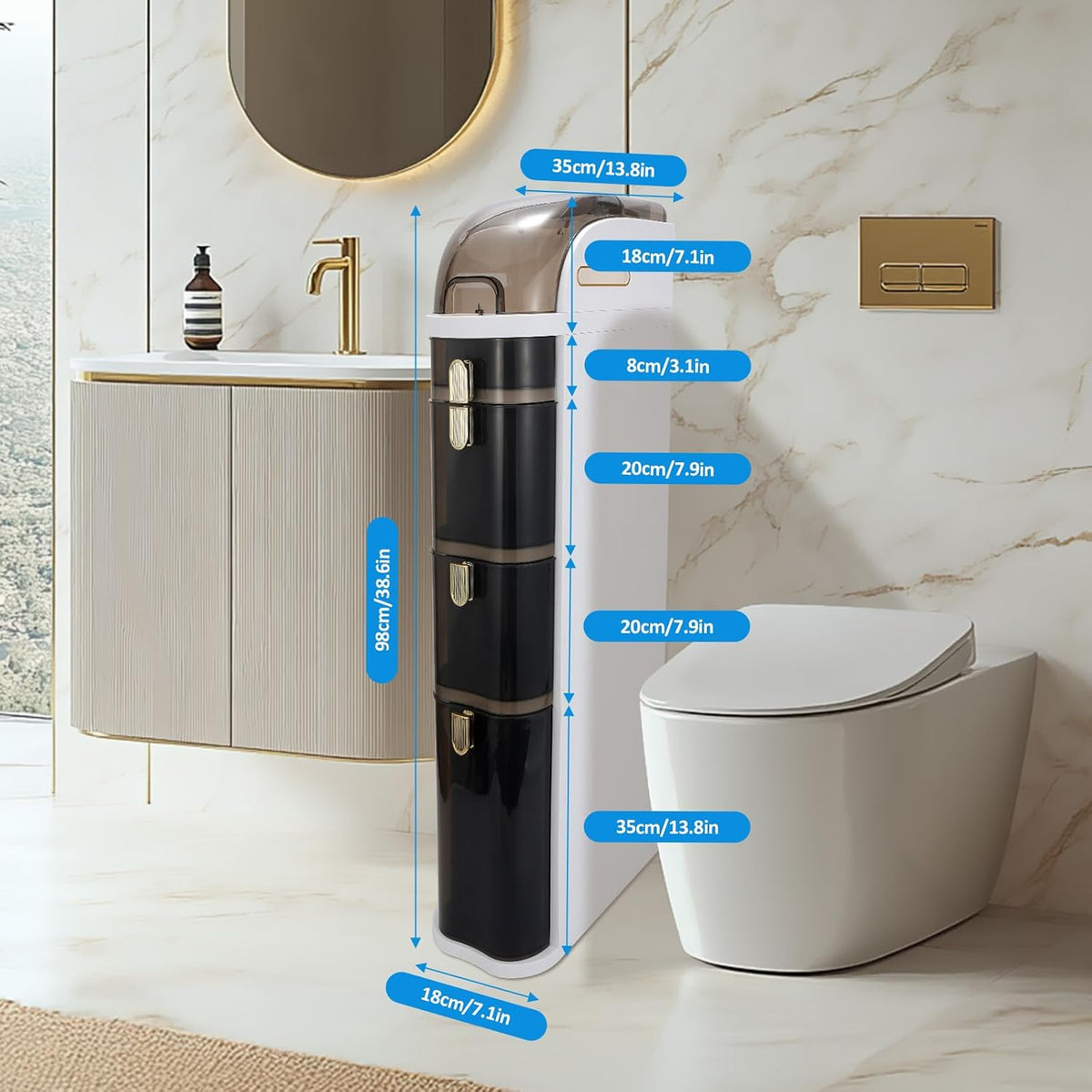 Meuble de salle de bain sur pied منظم الحمام بلاستيك متعدد الوظائف جودة عالية خزانة أرضية للحمام خزانة تخزين ضيقة للحمام
