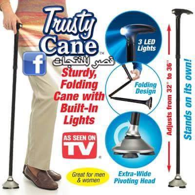 Trusty Cane Canne pliante à tête triaxiale de marche réglable عصا مشي قابلة للطي برأس ثلاثي المحاور قابلة للتعديل