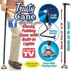 Trusty Cane Canne pliante à tête triaxiale de marche réglable عصا مشي قابلة للطي برأس ثلاثي المحاور قابلة للتعديل
