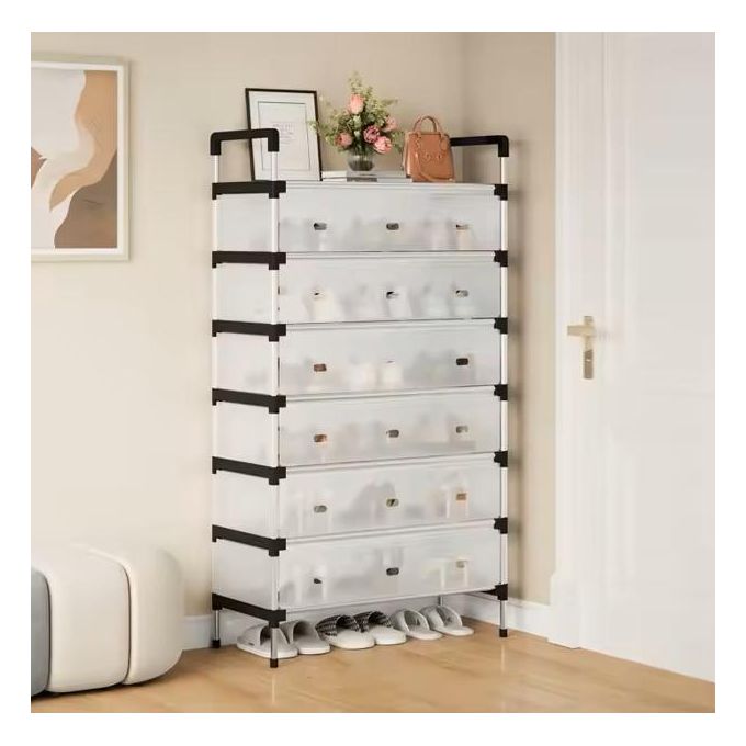 Étagère à Chaussures 7 Niveaux avec Porte Anti-Poussière منظم أحذية 7 طبقات مع غطاء مضاد للغبار