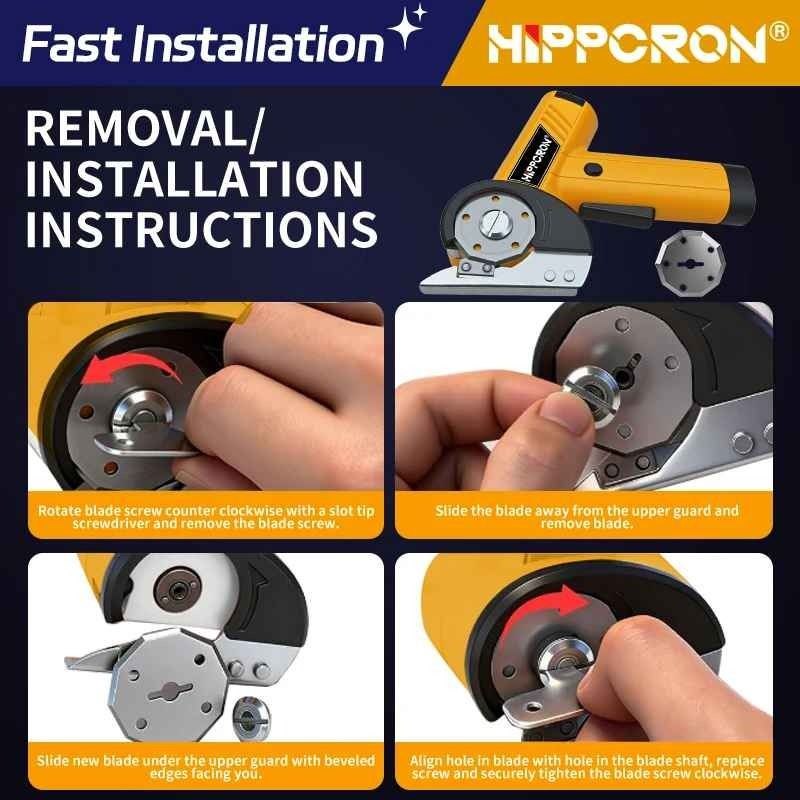 ciseaux électriques sans fil Hippcron قاطع كرتون كهربائي، مقص كهربائي لاسلكي بجهد 4.2 فولت مزود بإضاءة LED
