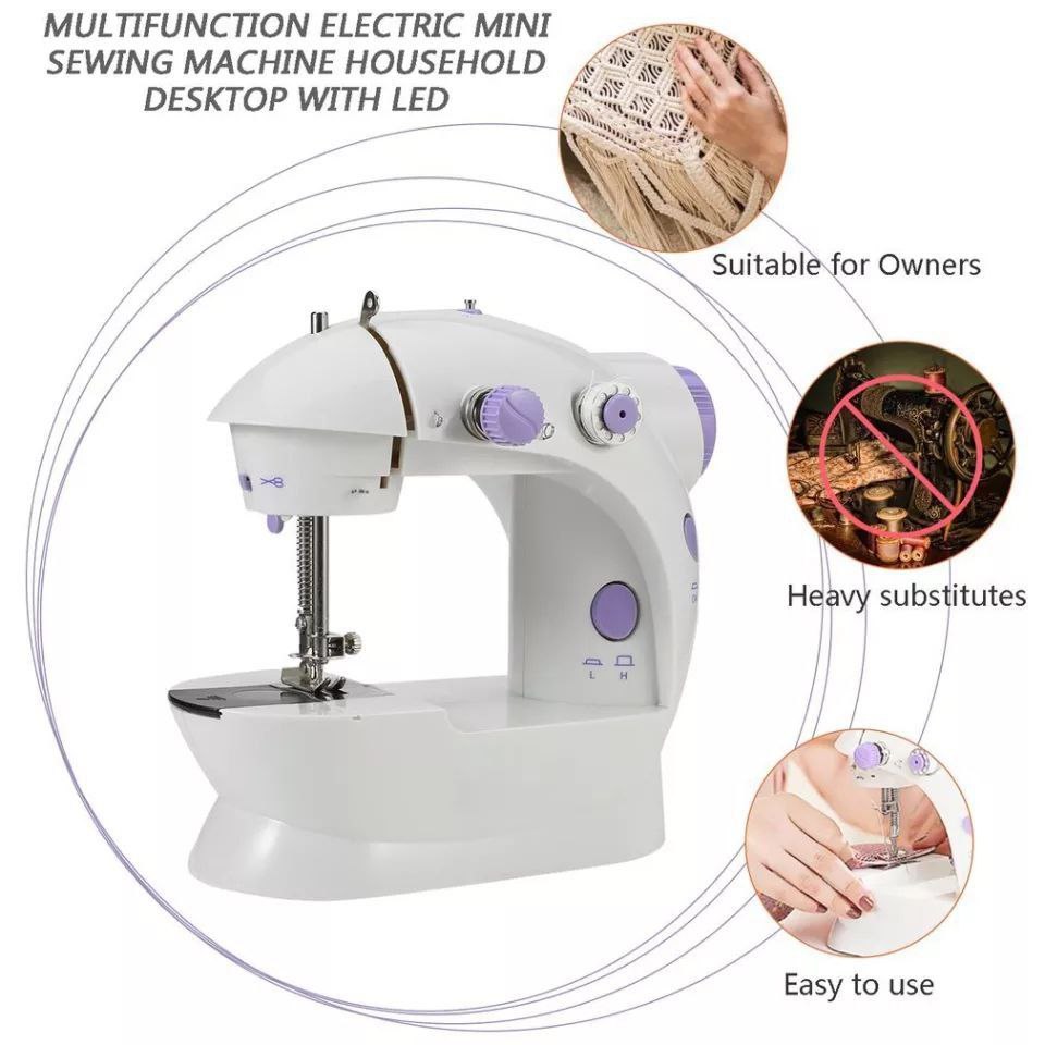 Mini sewing machine ماكينة خياطة صغيرة محمولة بسرعتين قابلة للتعديل، آلات خياطة كهربائية
