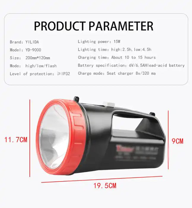 كشاف يدوي قوي LAMPE DE POCHE projecteur puissante 1500M Portable YD-9000LED