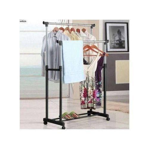 رف عرض الملابس  رف الأحذية DOUBLE POLE TELESCOPIC CLOTHESRACK Présentoir à Vêtements, étagère à Chaussures