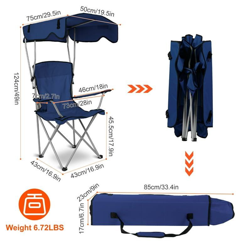 Premium Auto-Folding Canopy Chair كرسي التخييم الفاخر بالمظلة الأوتوماتيكية