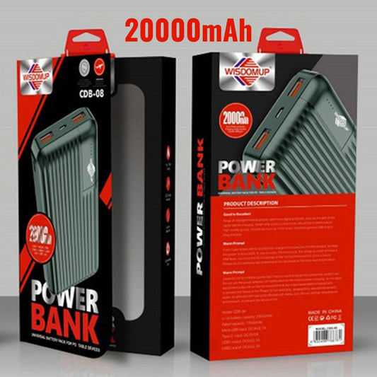 Power Bank  20000mAh Fast Charger CDB-08 WISDOMUP