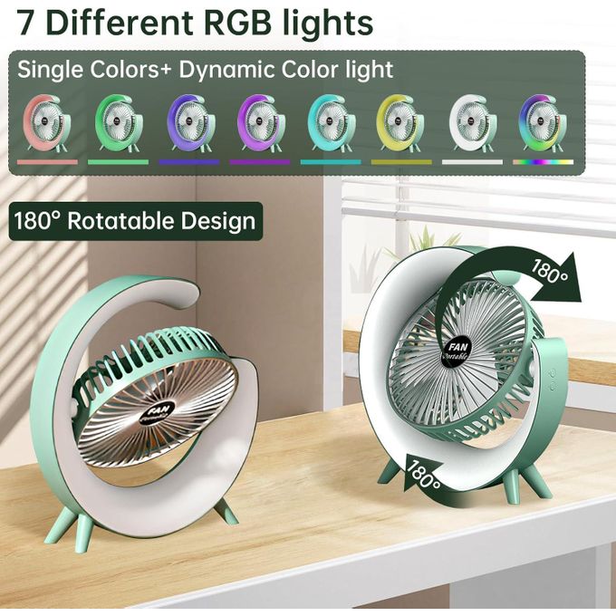 مروحة مكتبية ملونة Ventilateur de Bureau Coloré USB Mini Ventilateur Portable Silencieux
