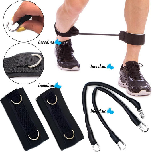 Sangle de musculation أشرطة مقاومة مرنة مع أحزمة الكاحل