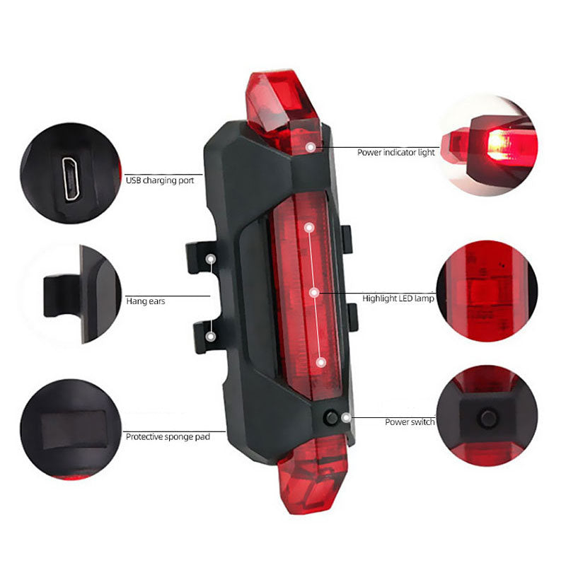 Lampe de vélo rechargeable USB, 3 modes d'éclairage, phare avant مصباح دراجة قابل لإعادة الشحن عبر USB بثلاثة أوضاع، مصباح أمامي للدراجة