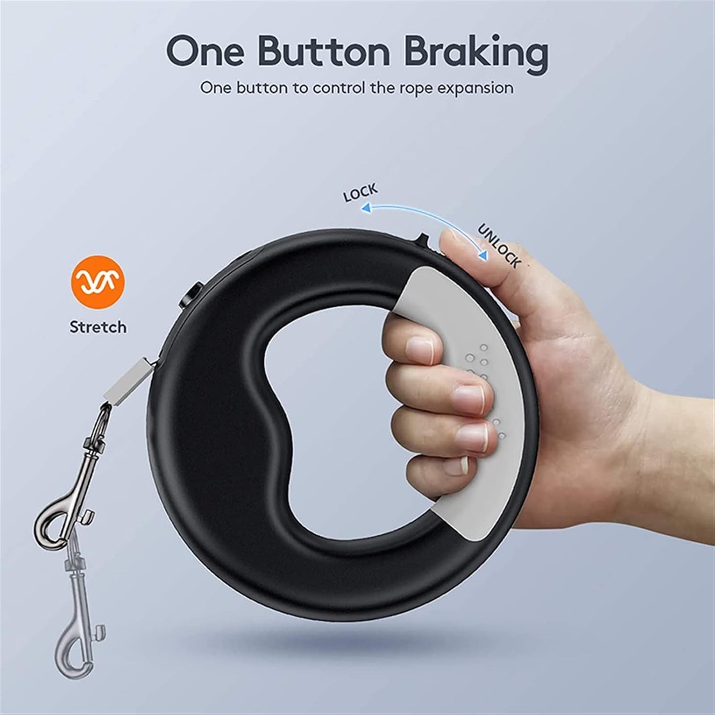 RETRACTABLE DOG LEASH Laisse à chien rétractable avec lampe LED طوق كلاب قابل للسحب مزود بإضاءة LED
