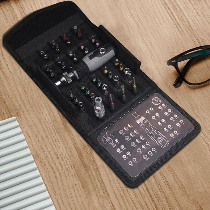 Boite Tournevis à cliquet Tournevis de précision Douilles مجموعة مفكات براغي سقاطة 42 في 1، مفكات براغي دقيقة، مقابس، أدوات إصلاح الهواتف والحواسيب الشخصية و حقيبة