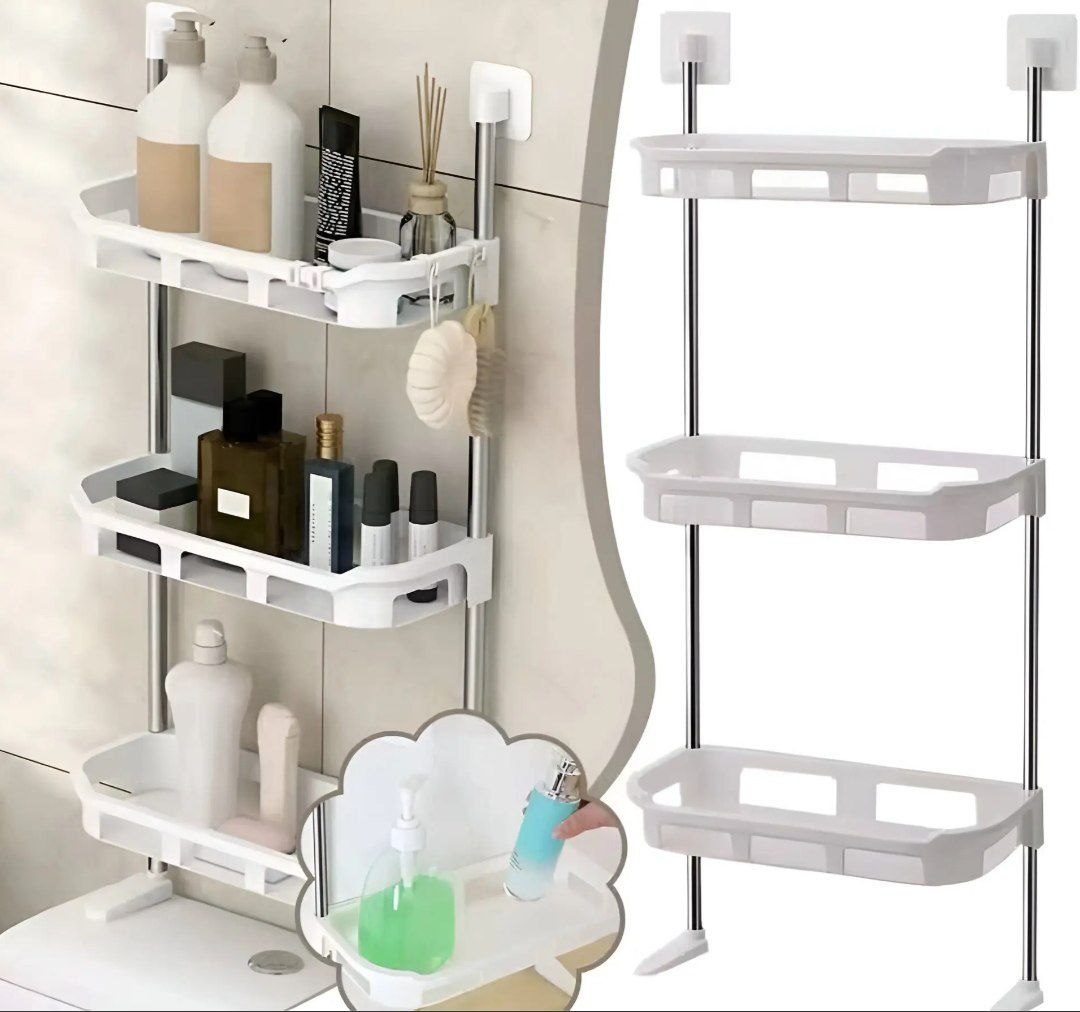 رف تخزين متعدد الوظائف للحمام بثلاثة مستويات Etagère de rangement multifonctionnelle à 3 niveaux pour salle de bain