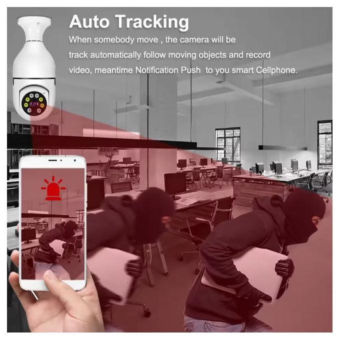 كاميرا مراقبة لاسلكية Camera Ip H 264 Caméra de surveillance Wifi E27